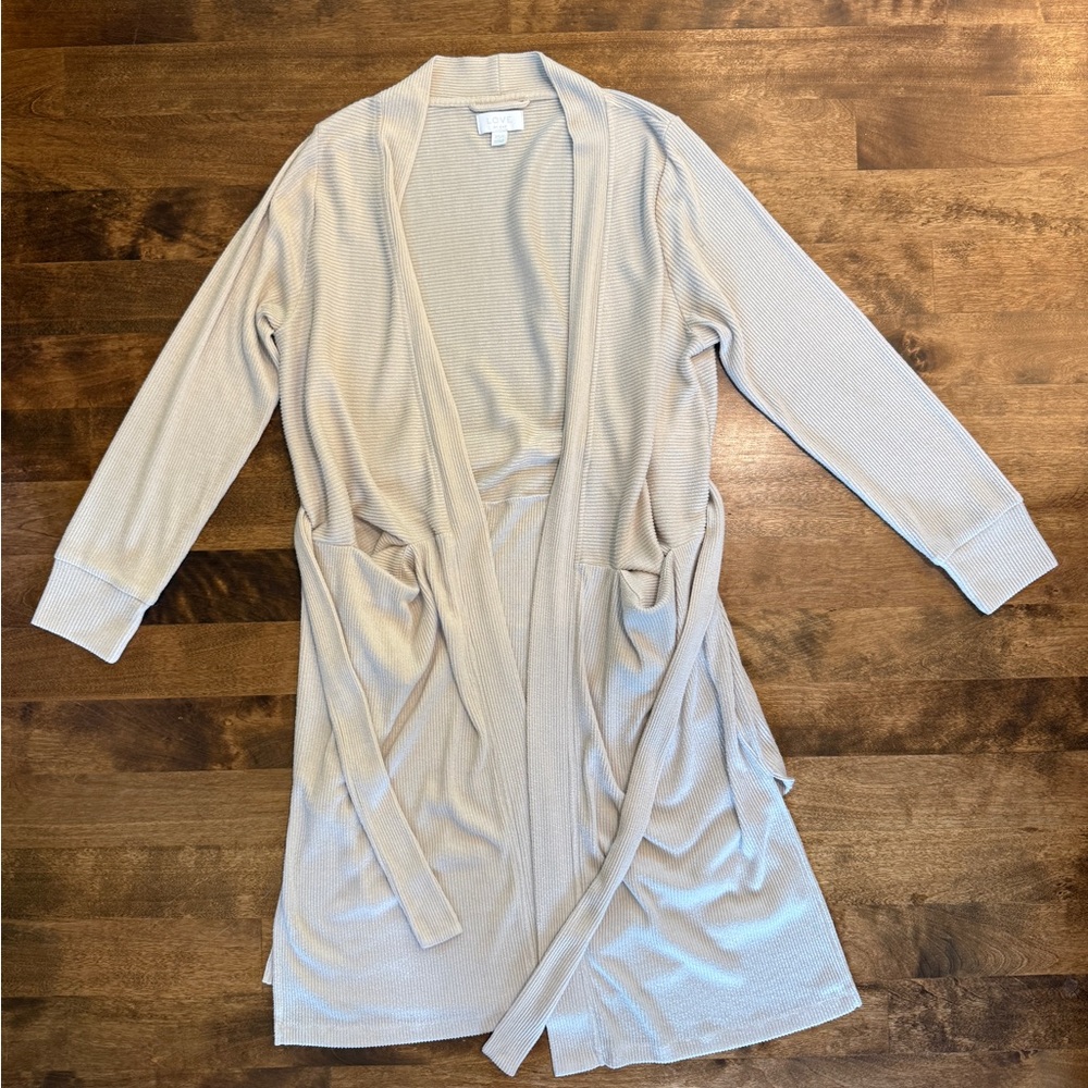 GAP Cream Ribbed Knit Cardigan Robe